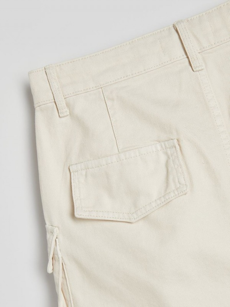 Beige Women's Reserved Cargo Pockets Skirts | 47192CKMW