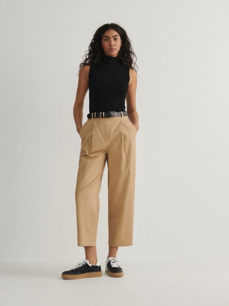 Beige Women\'s Reserved Chino With Trousers | 07358OAHC