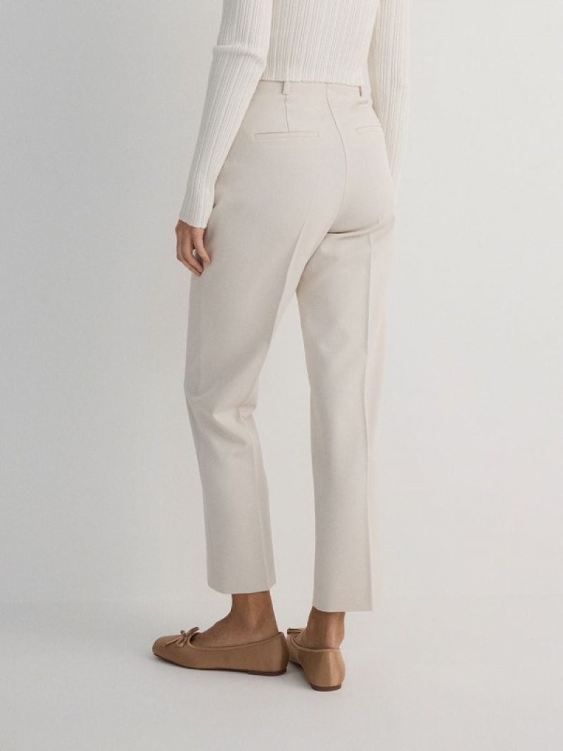 Beige Women's Reserved Cigaretteviscose Blend Trousers | 59130XYTF