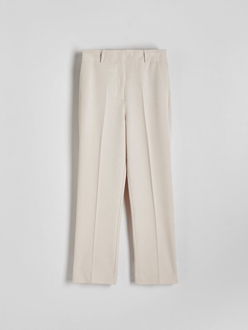 Beige Women's Reserved Cigaretteviscose Blend Trousers | 59130XYTF