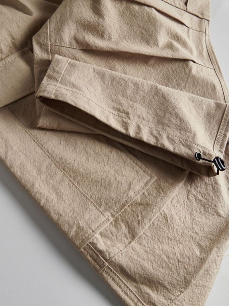 Beige Women's Reserved Cotton Parachute Trousers | 70153WUVZ