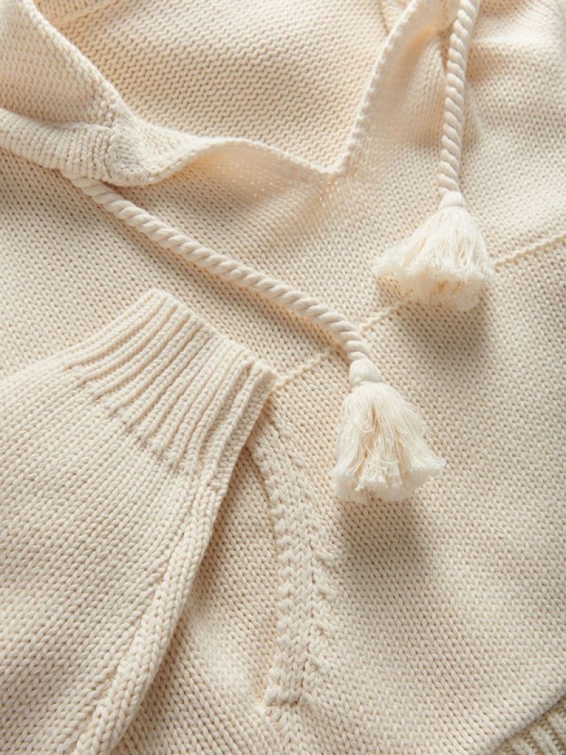 Beige Women's Reserved Cotton Sweaters | 90263ZAUC