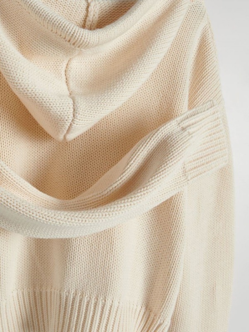 Beige Women's Reserved Cotton Sweaters | 90263ZAUC