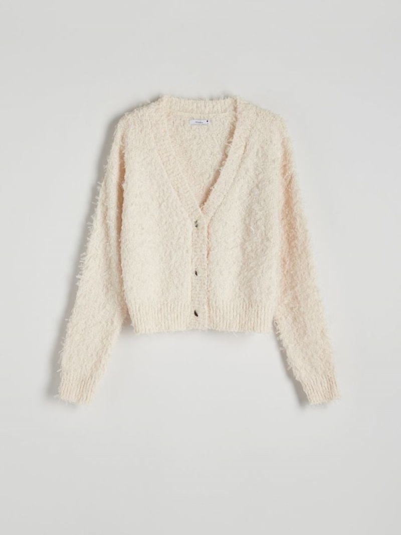 Beige Women's Reserved Distressed Sweaters | 74059VEJT