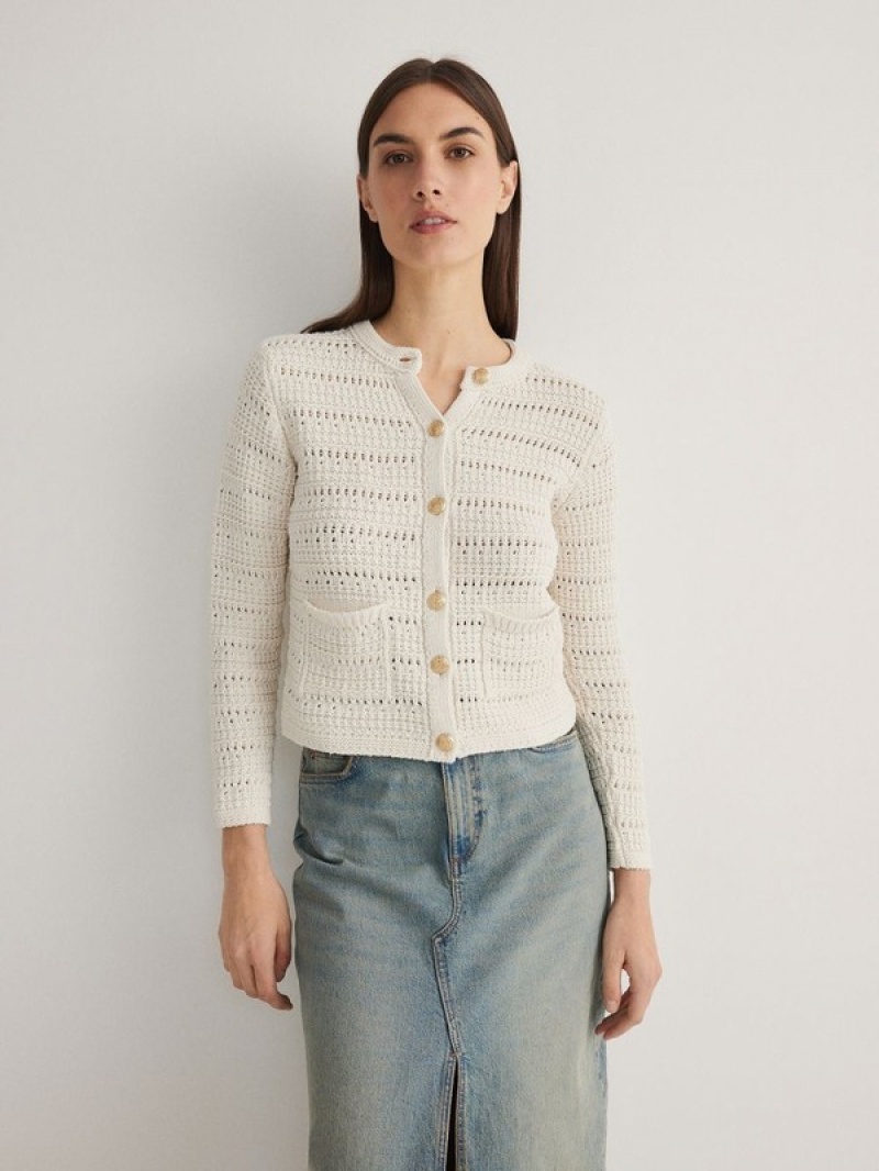 Beige Women's Reserved Distressed Sweaters | 86013YVPH