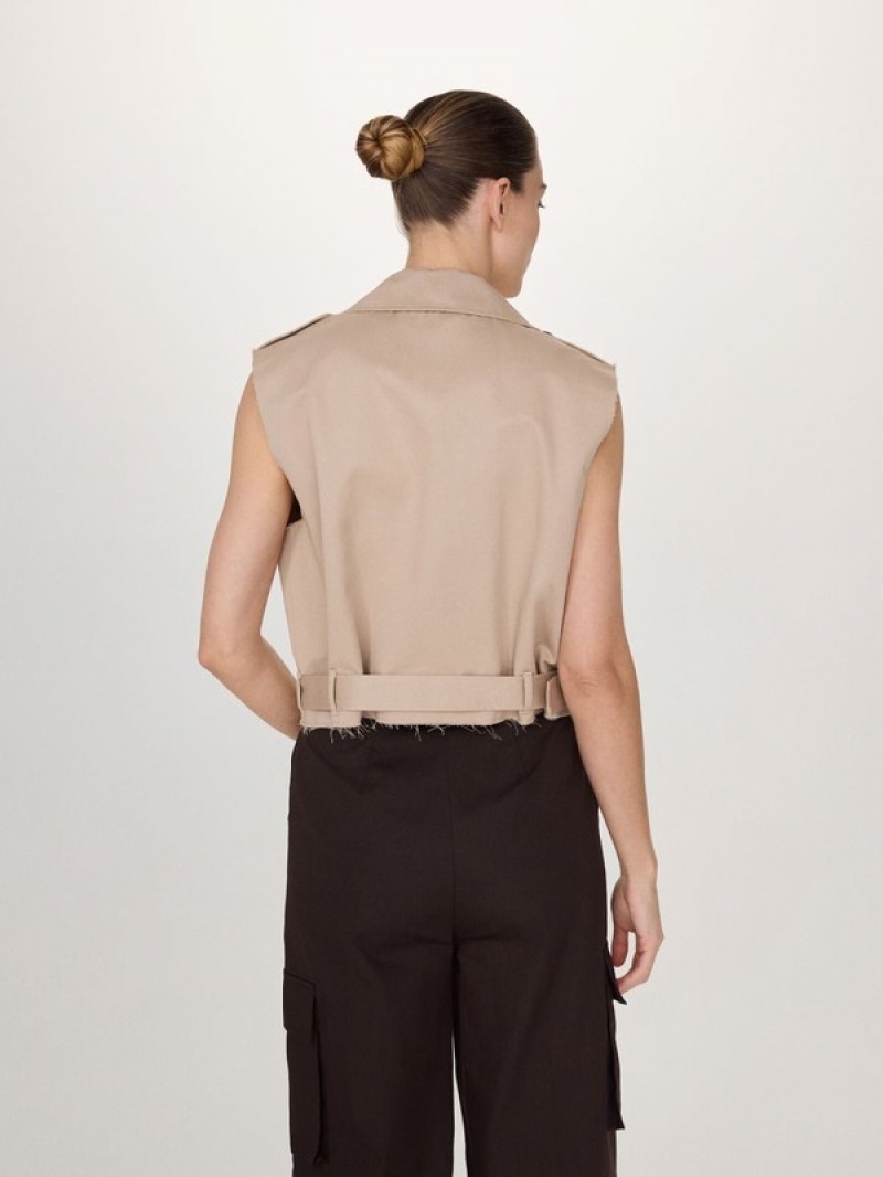 Beige Women's Reserved Double-breasted Vest | 63170VCZX