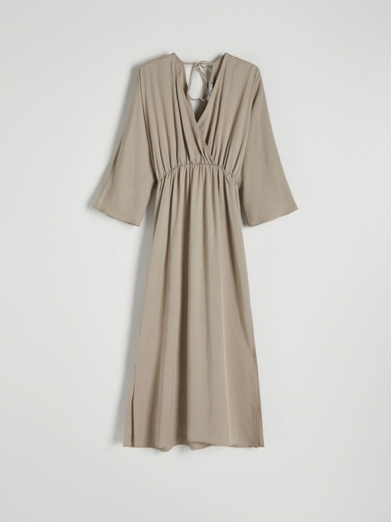 Beige Women's Reserved Eco Aware Lyocell Maxi Dress | 13079CNOJ