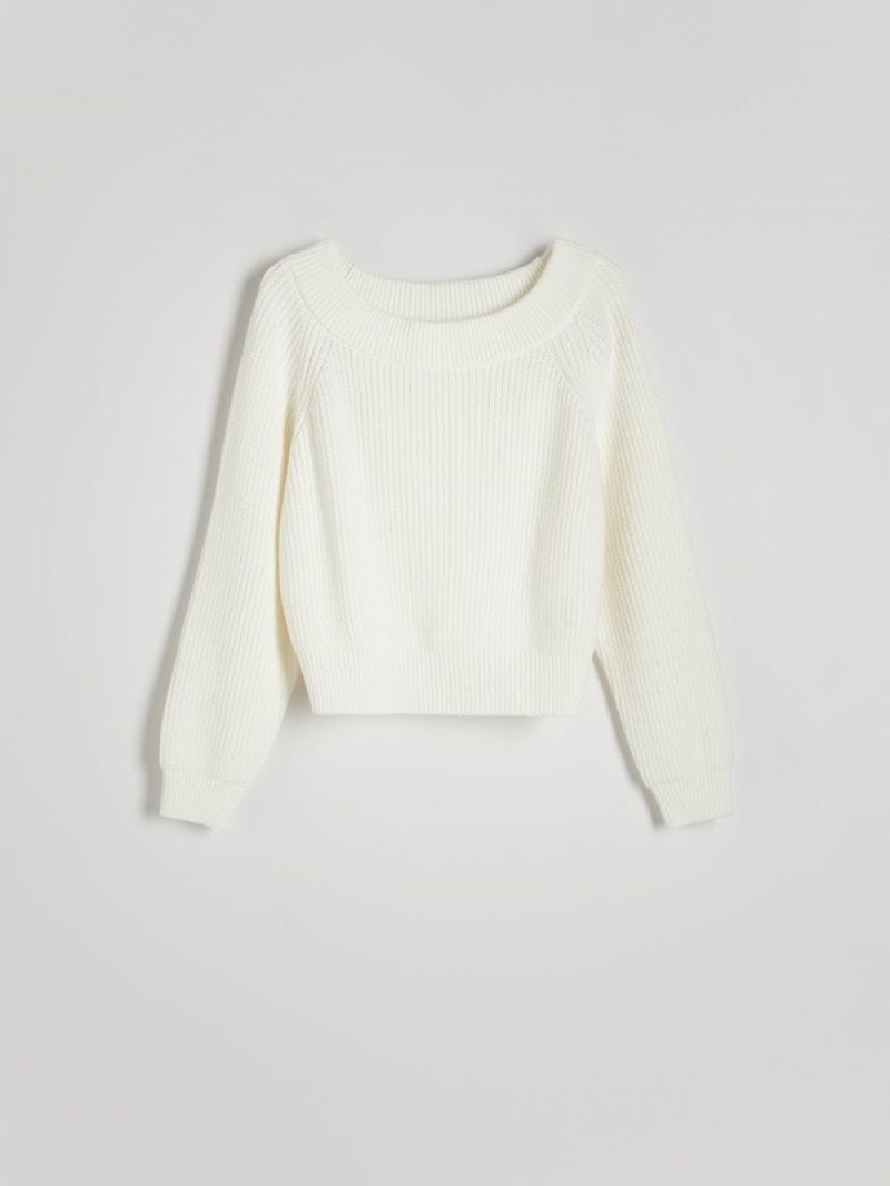 Beige Women's Reserved Fine Knit Sweaters | 24971ANUH