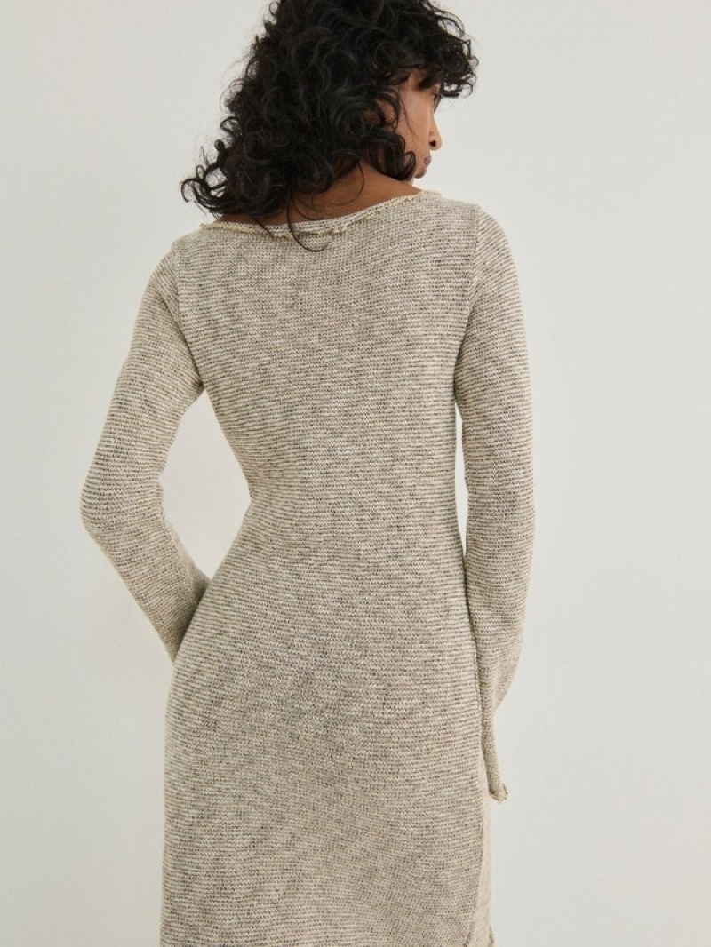 Beige Women's Reserved Jersey Mini Dress | 63079IYJL