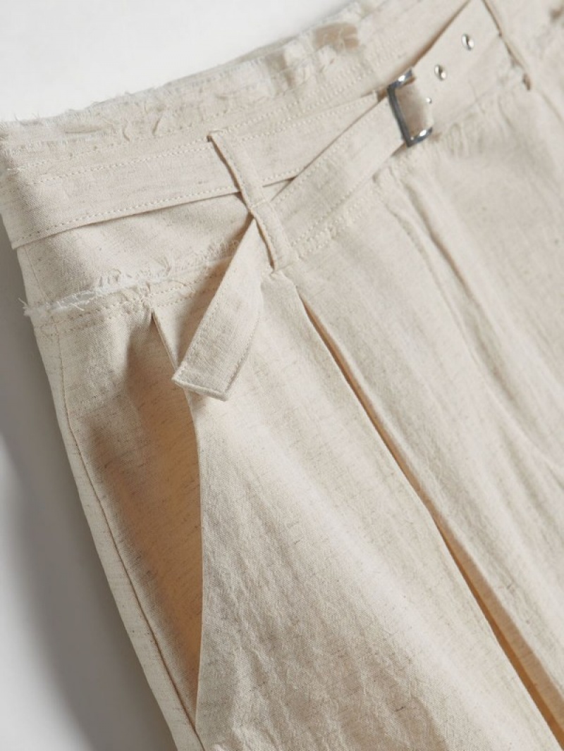 Beige Women's Reserved Linen Blend Mini Skirts | 20139ALUI