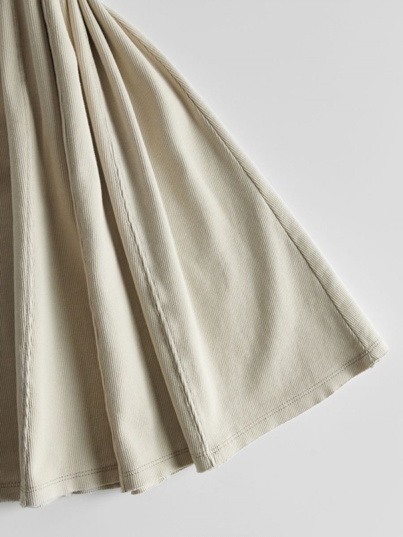 Beige Women's Reserved Maxistitching Skirts | 49170VTFH