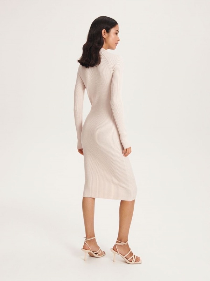 Beige Women's Reserved Midi Dress | 93546VXTG