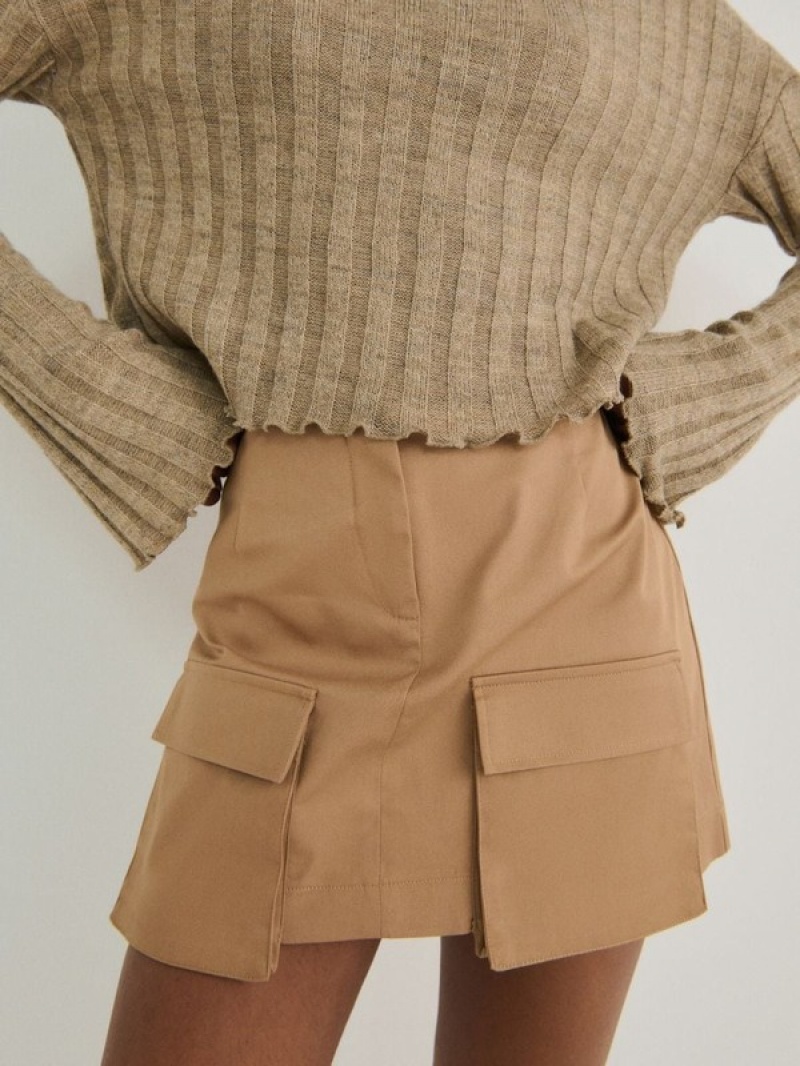 Beige Women's Reserved Minipockets Skirts | 70845BNOX