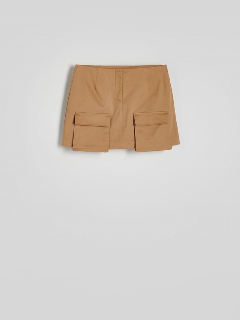 Beige Women's Reserved Minipockets Skirts | 70845BNOX