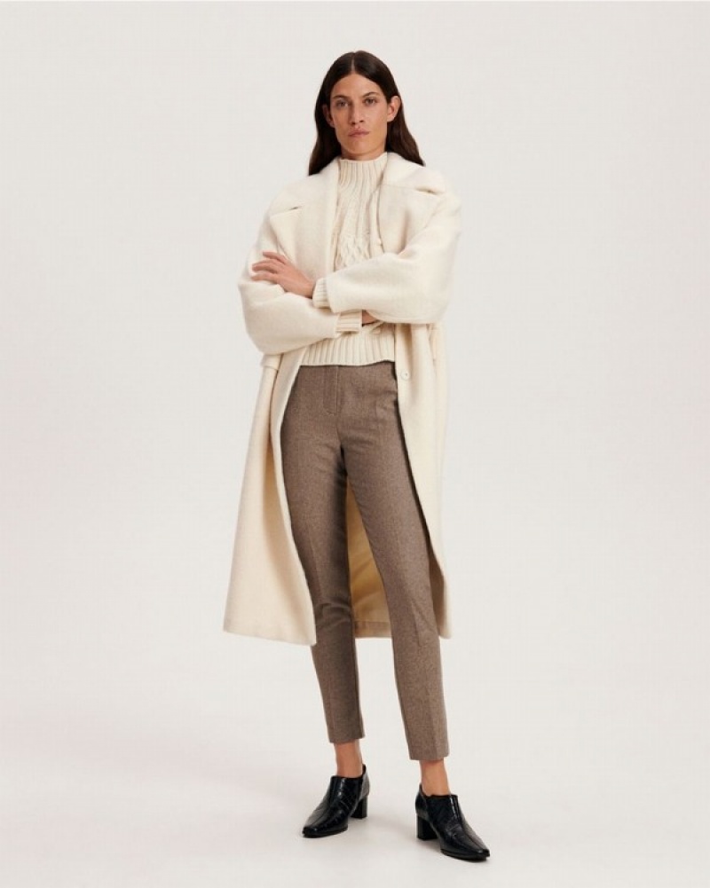 Beige Women's Reserved Pressed Crease Trousers | 23716JGUP