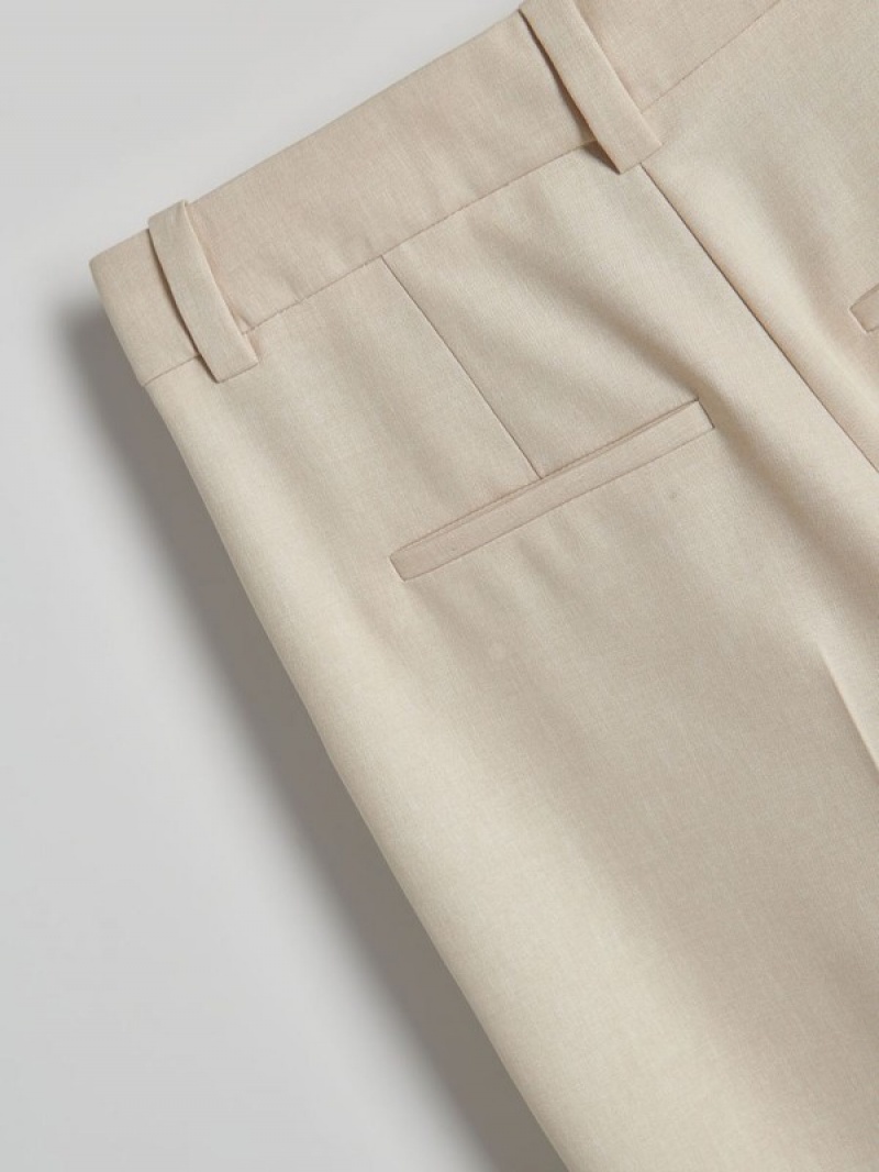 Beige Women's Reserved Pressed Crease Trousers | 26794KGRU