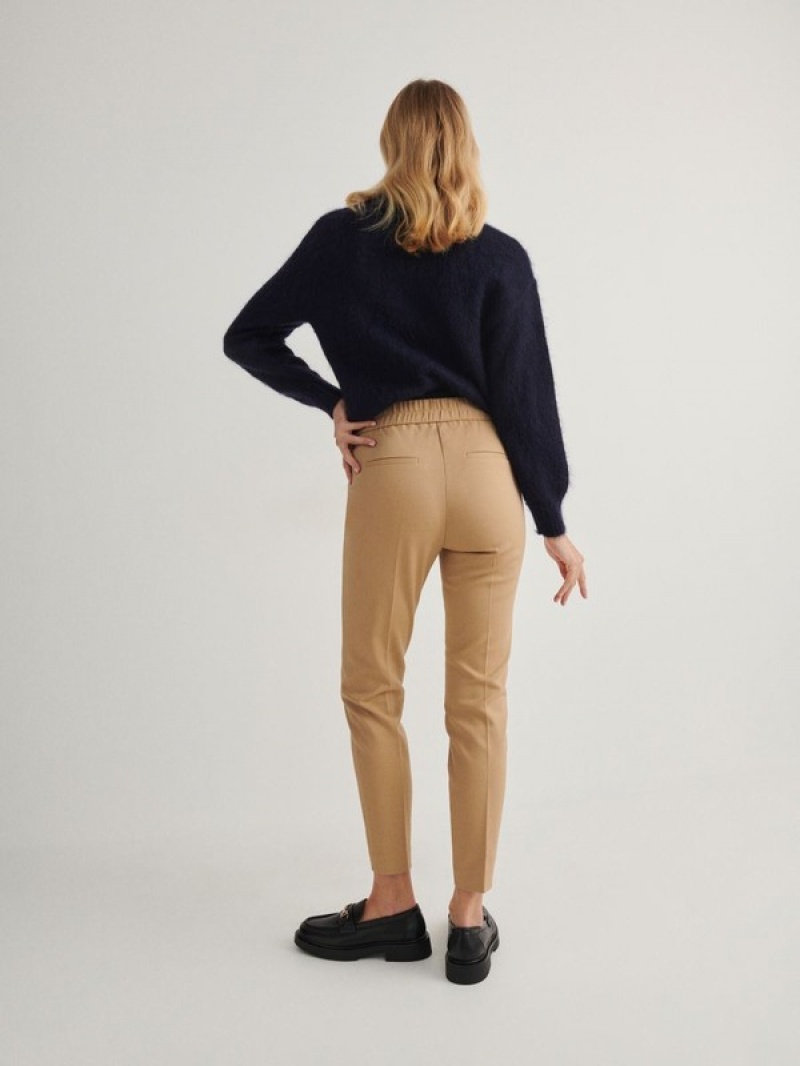 Beige Women's Reserved Pressed Crease Trousers | 41508XVTL