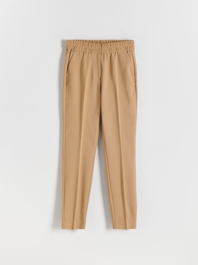 Beige Women's Reserved Pressed Crease Trousers | 41508XVTL