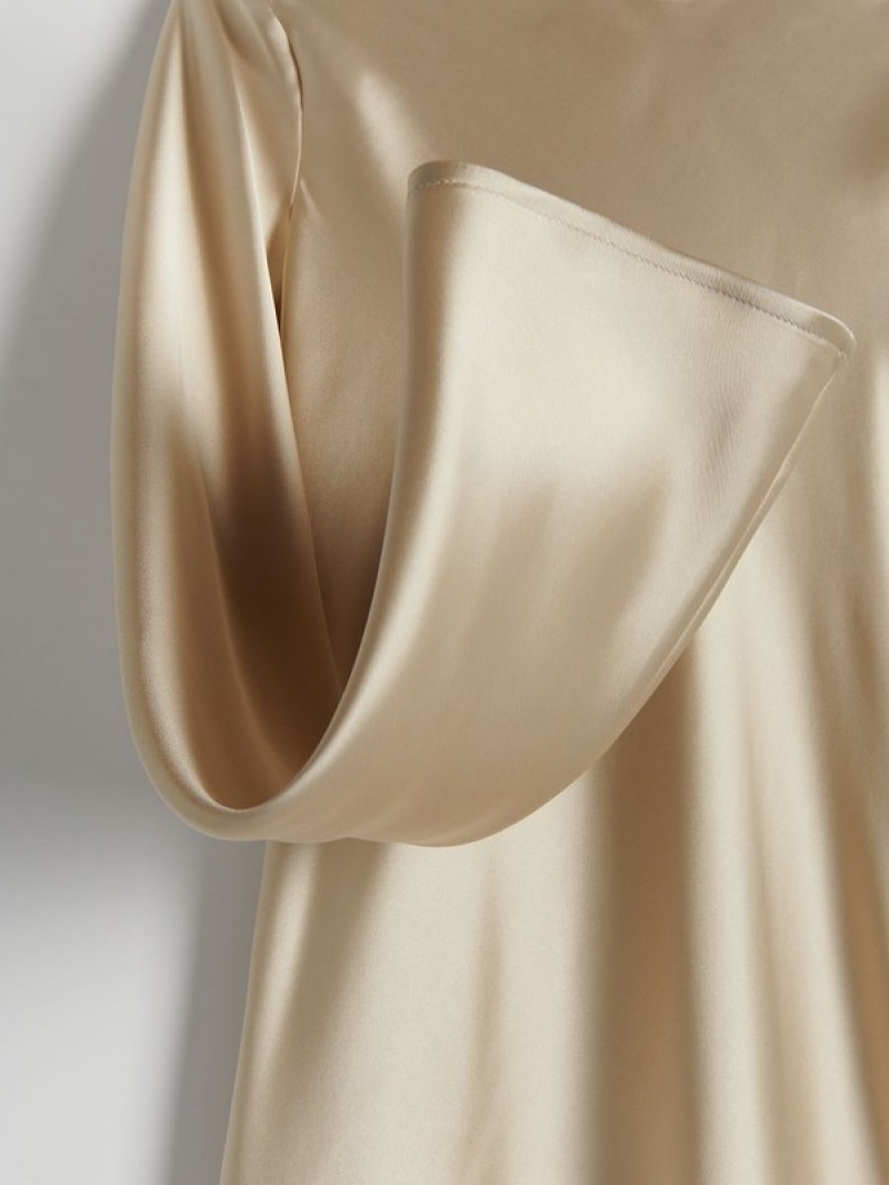 Beige Women's Reserved Satin Dress | 13679YDTG