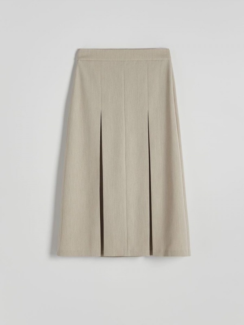 Beige Women's Reserved Two Pleats Skirts | 52893RPEH