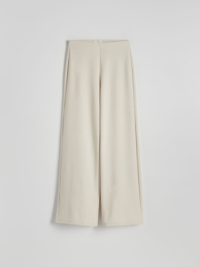 Beige Women's Reserved Wide Leg Trousers | 71820BHVJ