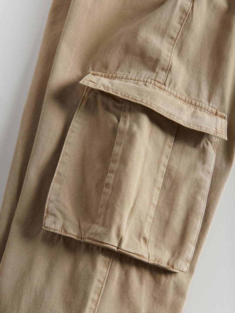 Beige Women's Reserved Wide Leg Trousers | 96325UMZO