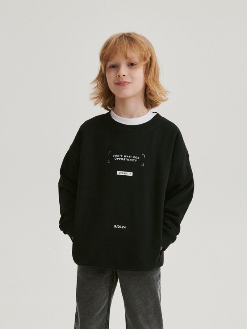 Black Boys' Reserved Print Sweaters | 08961TXKE