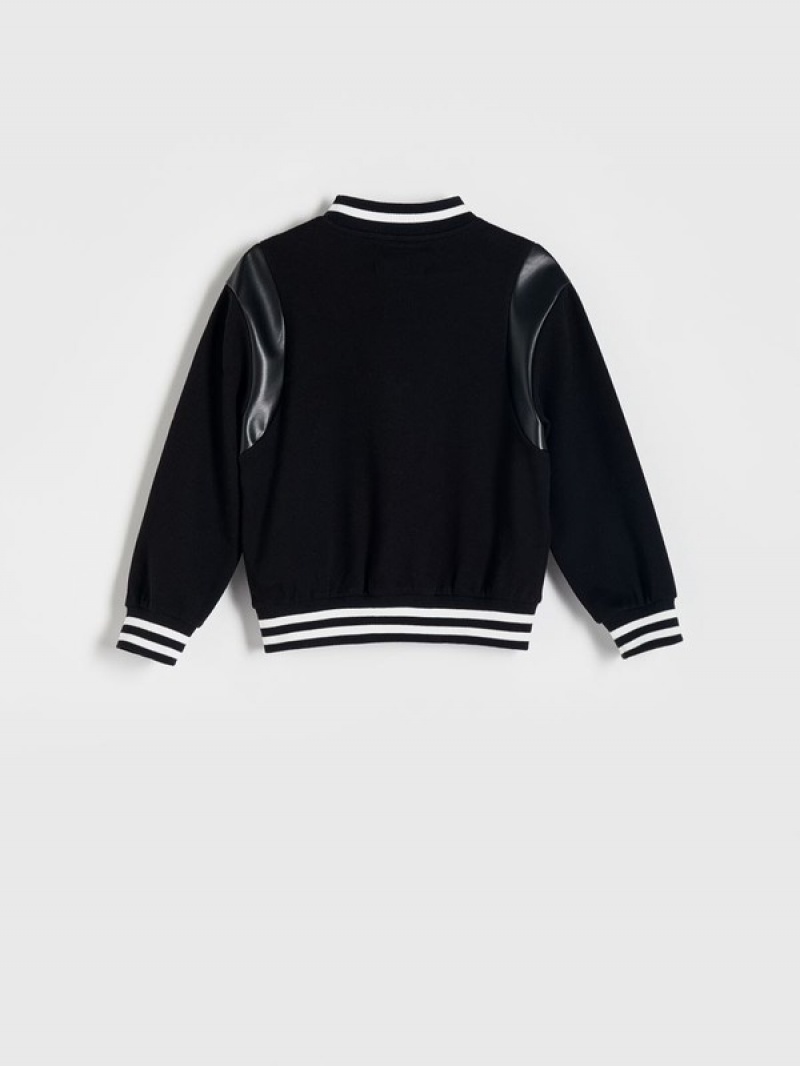 Black Girls' Reserved Bomber Sweatshirts | 15483BEQC