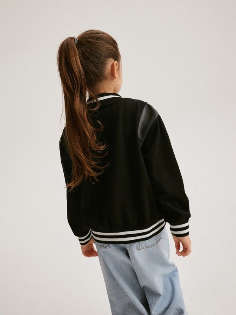 Black Girls' Reserved Bomber Sweatshirts | 15483BEQC