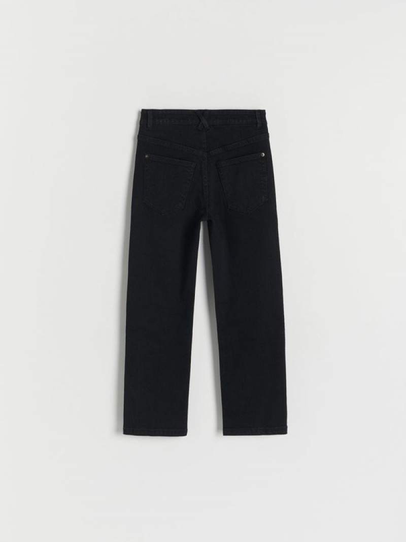 Black Girls' Reserved Elastic Straight Jeans | 32948SAPK