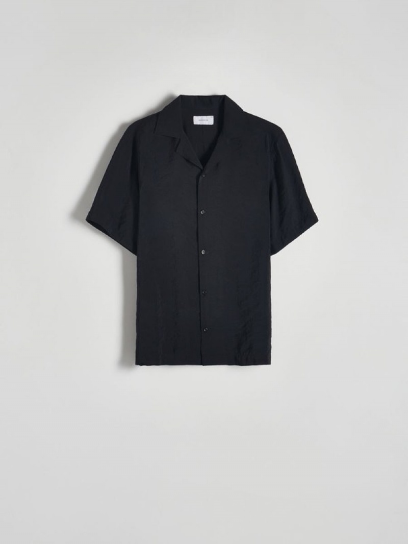 Black Men's Reserved Boxy Shirts | 06819VYZP