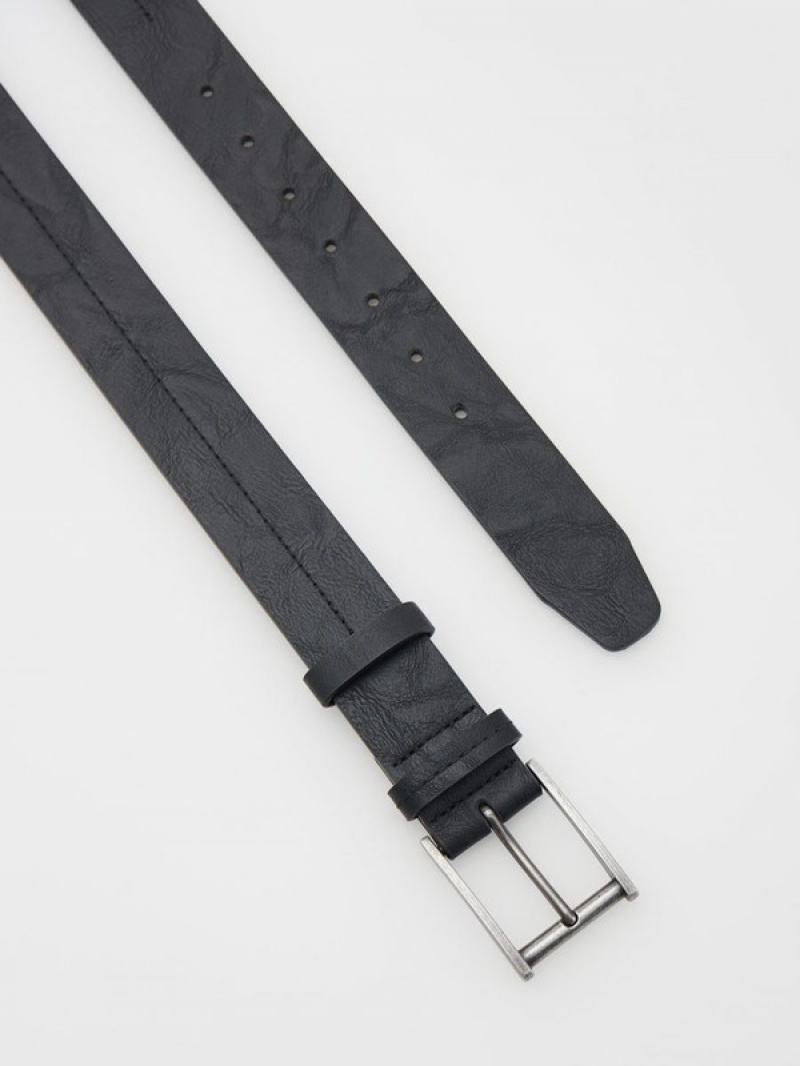 Black Men's Reserved Combined Materials Belts | 16385BOVX