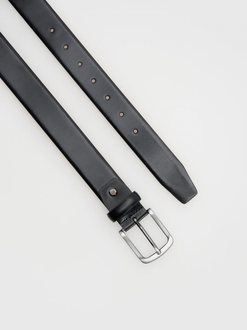 Black Men's Reserved Combined Materials Belts | 05698BCDZ