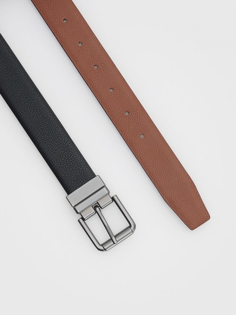 Black Men's Reserved Combined Materials Belts | 71342EDYR