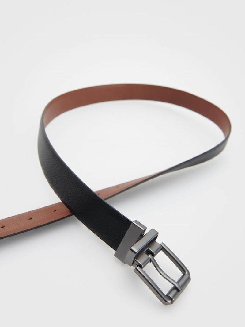 Black Men's Reserved Combined Materials Belts | 71342EDYR