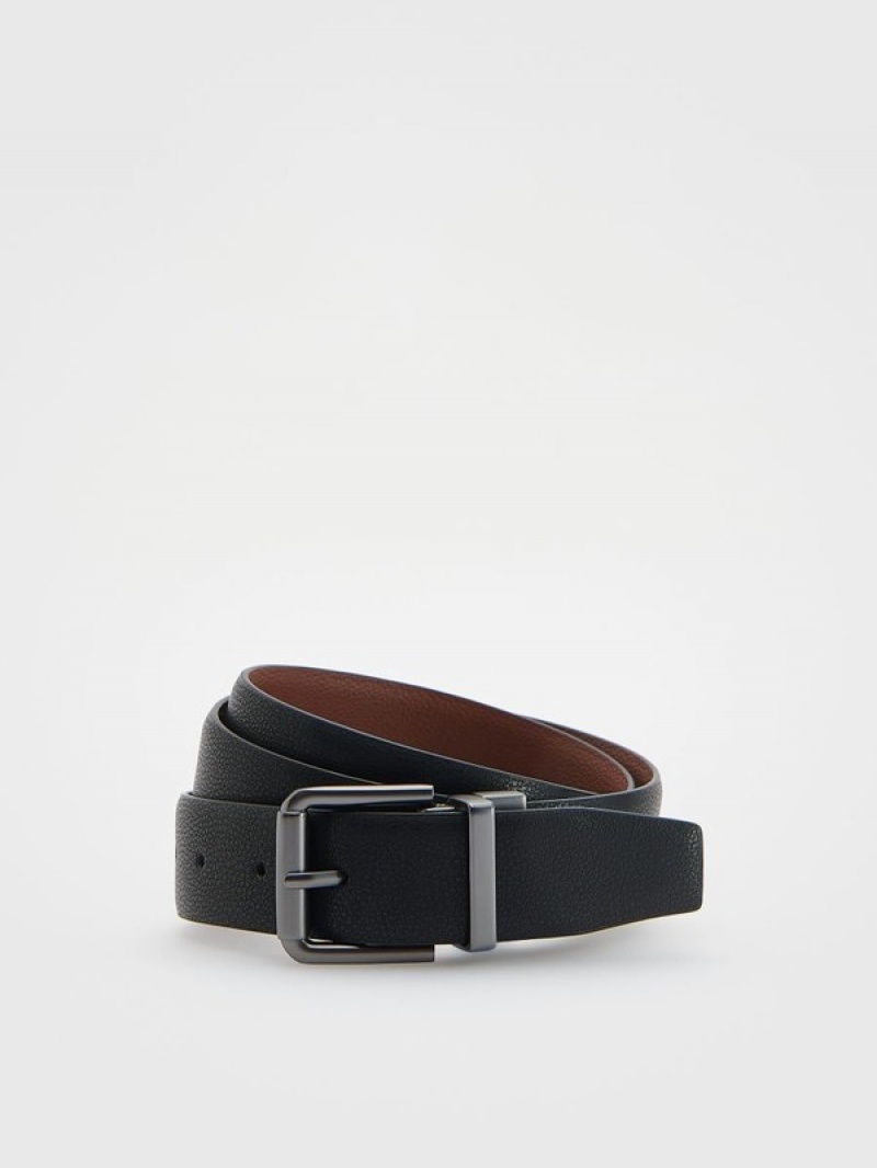 Black Men\'s Reserved Combined Materials Belts | 71342EDYR