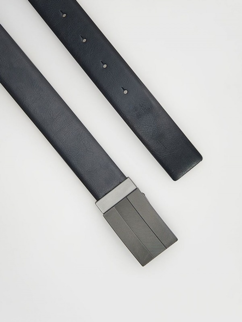 Black Men's Reserved Combined Materials Belts | 80452IKAS