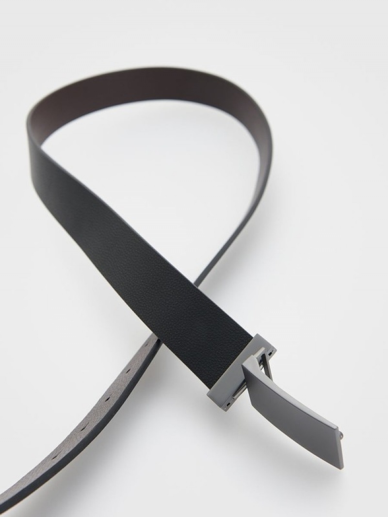 Black Men's Reserved Combined Materials Belts | 60845CADY