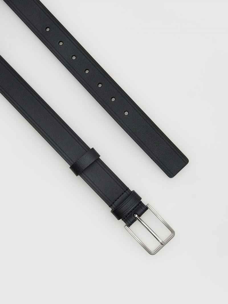 Black Men's Reserved Combined Materials Belts | 38950LFXZ