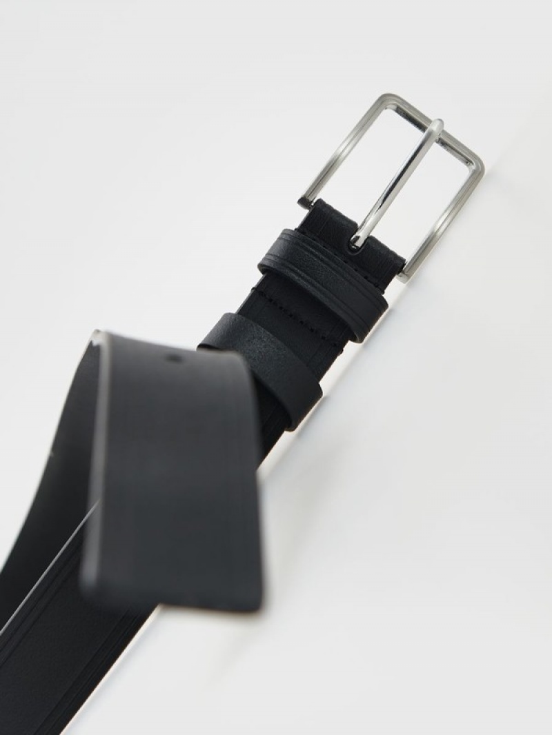 Black Men's Reserved Combined Materials Belts | 38950LFXZ