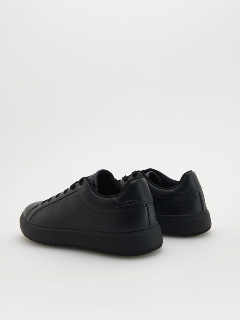 Black Men's Reserved Faux Leather Shoes | 71026JZHD