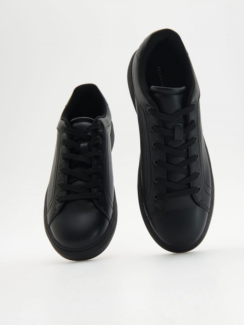 Black Men's Reserved Faux Leather Shoes | 71026JZHD