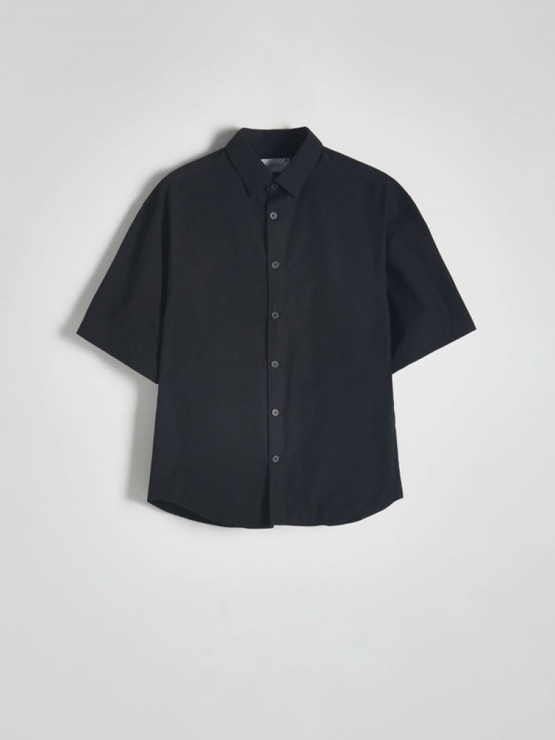 Black Men's Reserved Oversized Shirts | 49251ZIWL