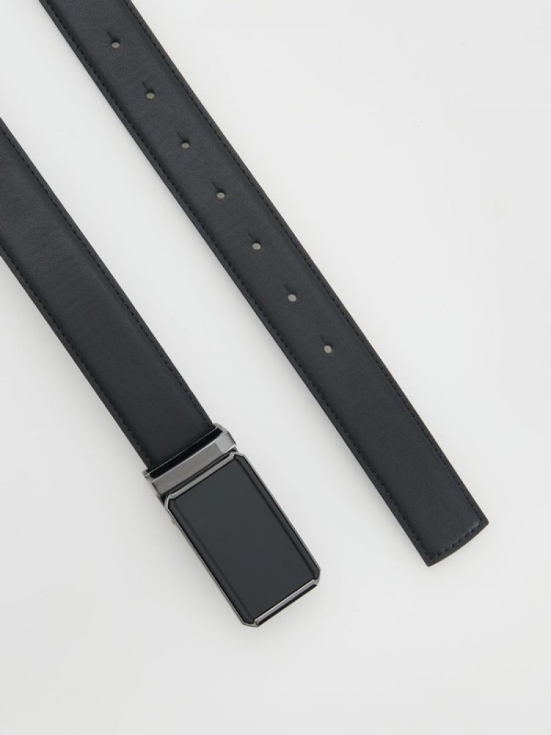 Black Men's Reserved Plainbuckle Belts | 96514GXUS