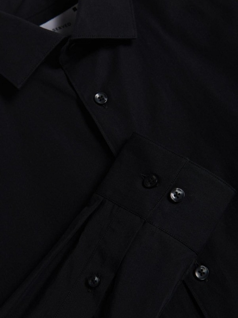 Black Men's Reserved Slim Fit Shirts | 76093YSQJ