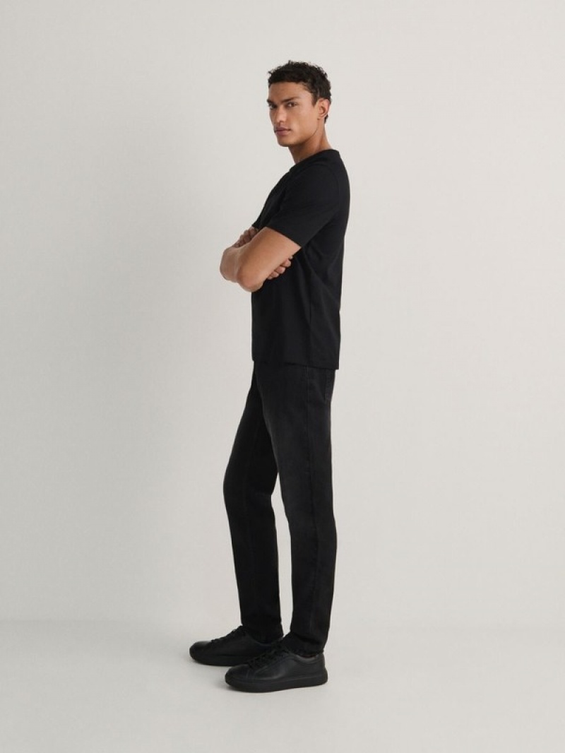 Black Men's Reserved Slimwash Effect Jeans | 70951RVOQ