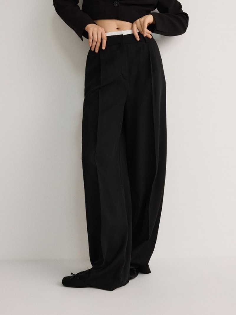 Black Women's Reserved Cargo Trousers | 06584GSUP