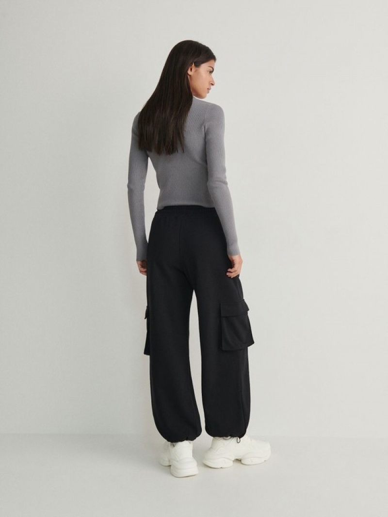 Black Women's Reserved Cargo Trousers | 42503IYAF