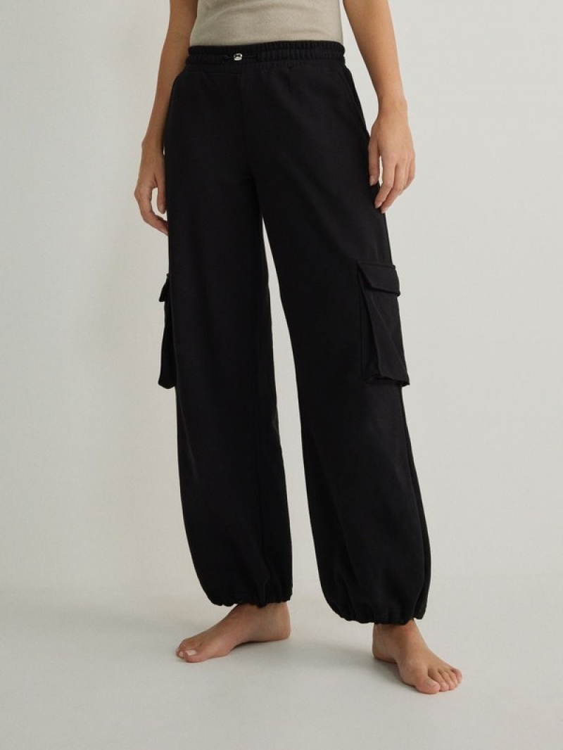 Black Women's Reserved Cargo Trousers | 42503IYAF