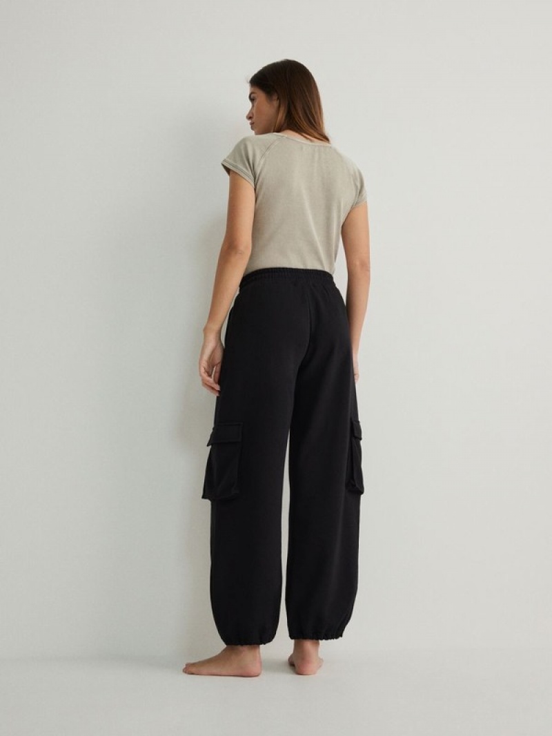 Black Women's Reserved Cargo Trousers | 42503IYAF